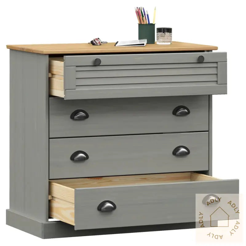 Kommode Vigo Grå 80X40X76 Cm Heltre Furu