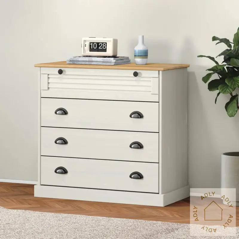 Kommode Vigo Hvit 80X40X76 Cm Heltre Furu