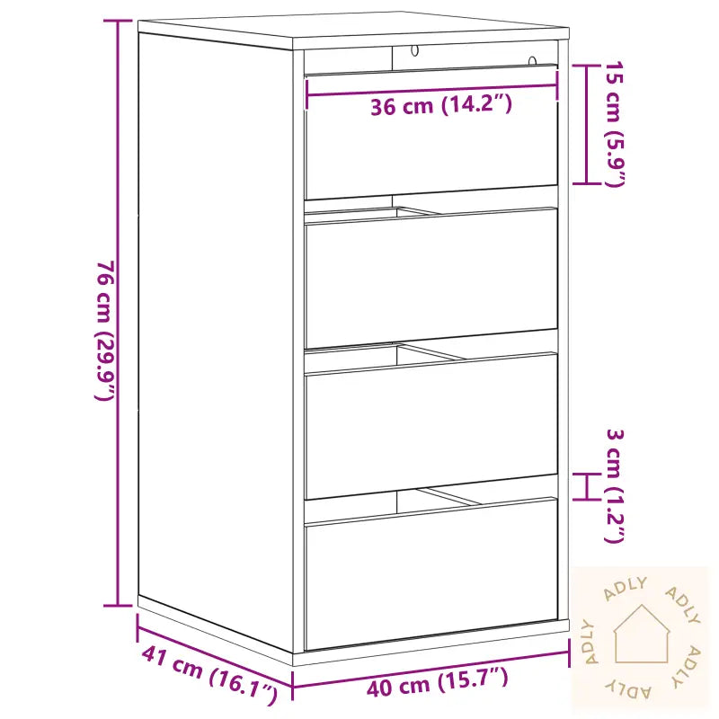 Hjørneskuffeskap Svart Eik 40X41X76 Cm Konstruert Tre