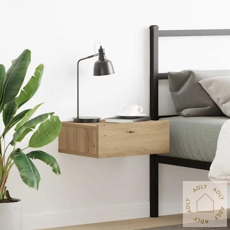 Flytende Nattbord Artisan Eik 40X32X15 Cm Konstruert Tre