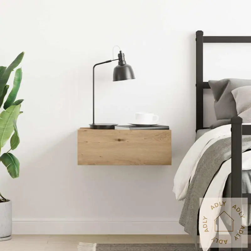 Flytende Nattbord Artisan Eik 40X32X15 Cm Konstruert Tre