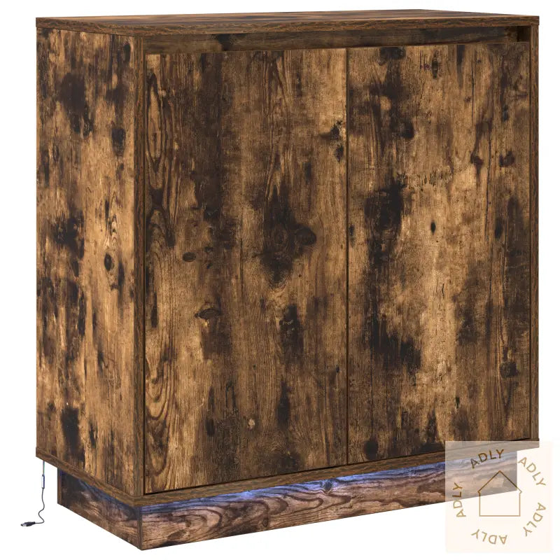 Sideboard Med Led, Røkt Eik, 71X34,5X75 Cm, Laget Av Tre