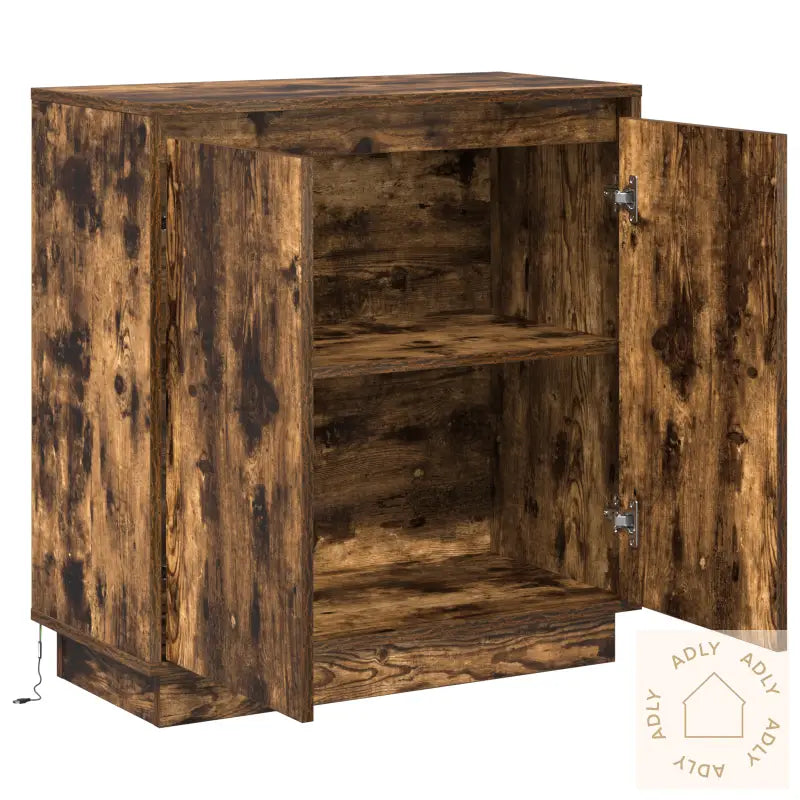 Sideboard Med Led, Røkt Eik, 71X34,5X75 Cm, Laget Av Tre