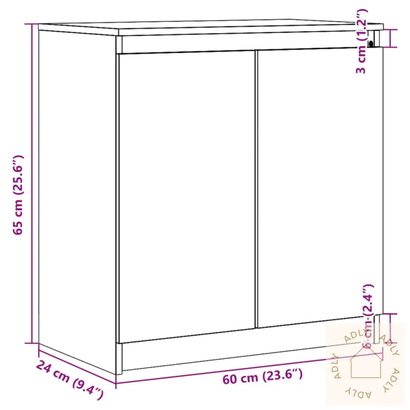 Sideskap Grå 60X36X65 Cm Heltre Furu