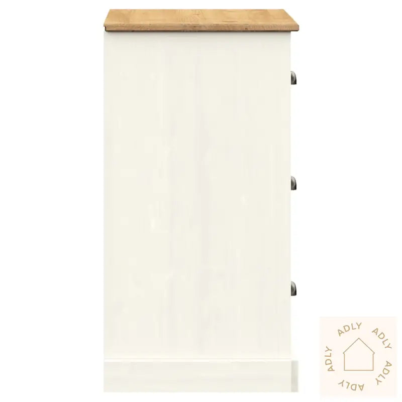 Skjenk Med Skuffer Vigo 78X40X75 Cm Hvit Heltre Furu