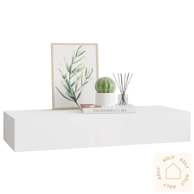 Veggmontert Skuffehylle Hvit 60X23,5X10 Cm Mdf