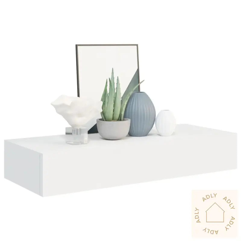 Veggmontert Skuffehylle Hvit 60X23,5X10 Cm Mdf