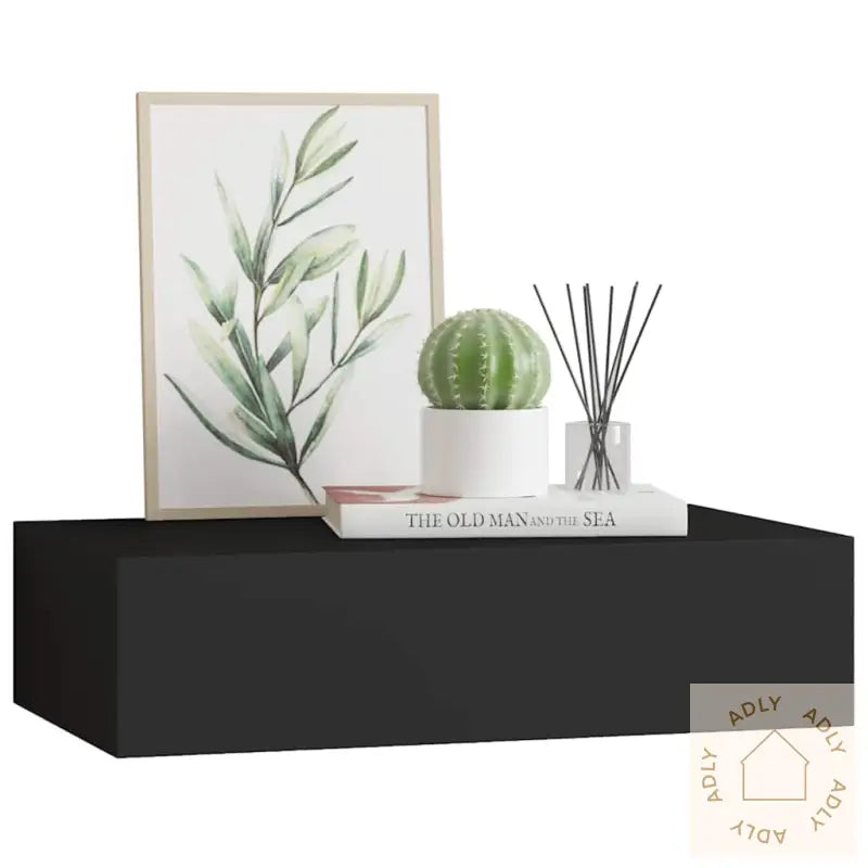 Veggmontert Skuffehylle Svart 40X23,5X10 Cm Mdf