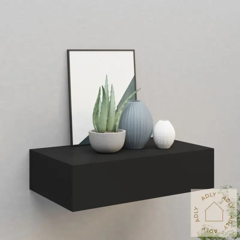 Veggmontert Skuffehylle Svart 40X23,5X10 Cm Mdf