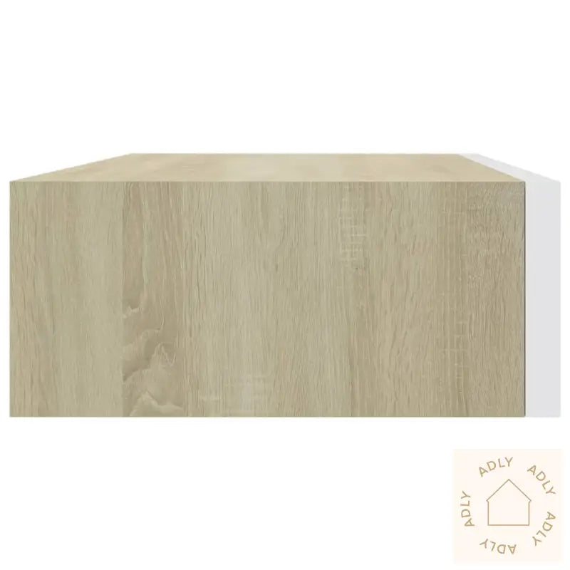 Veggmontert Skuffehylle Eik Og Hvit 40X23,5X10 Cm Mdf