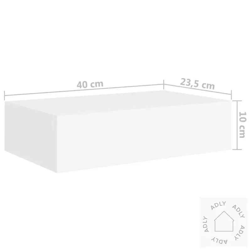 Veggmontert Skuffehylle Hvit 40X23,5X10 Cm Mdf