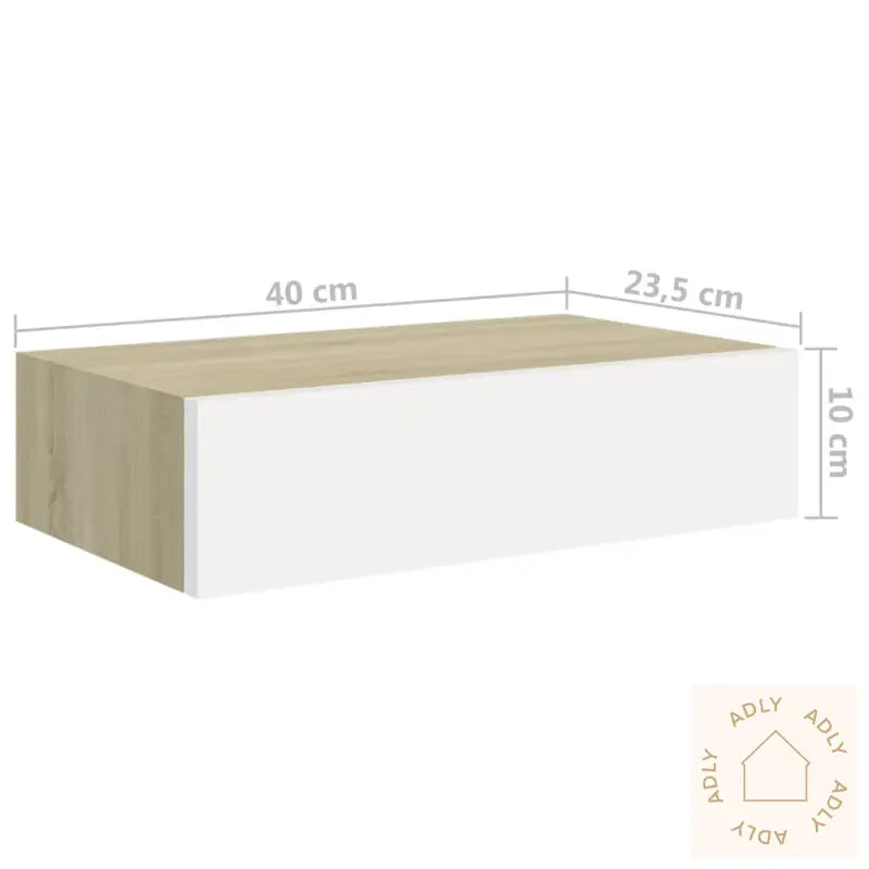 Veggmontert Skuffehylle Eik Og Hvit 40X23,5X10 Cm Mdf