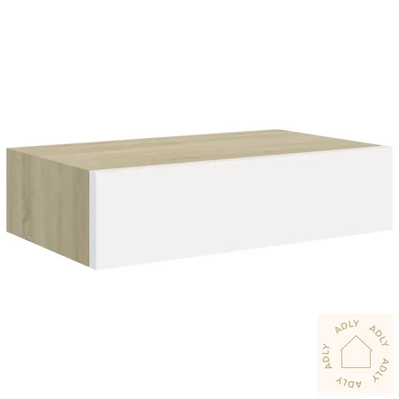 Veggmontert Skuffehylle Eik Og Hvit 40X23,5X10 Cm Mdf