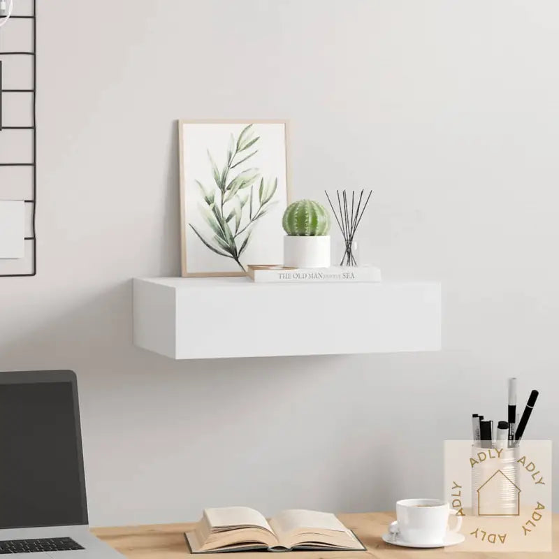 Veggmontert Skuffehylle Hvit 40X23,5X10 Cm Mdf
