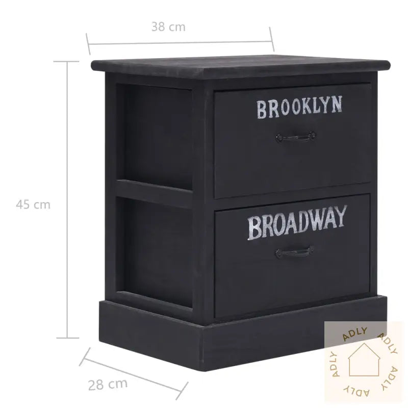 Nattbord 2 Stk Svart 38X28X45 Cm Keisertre