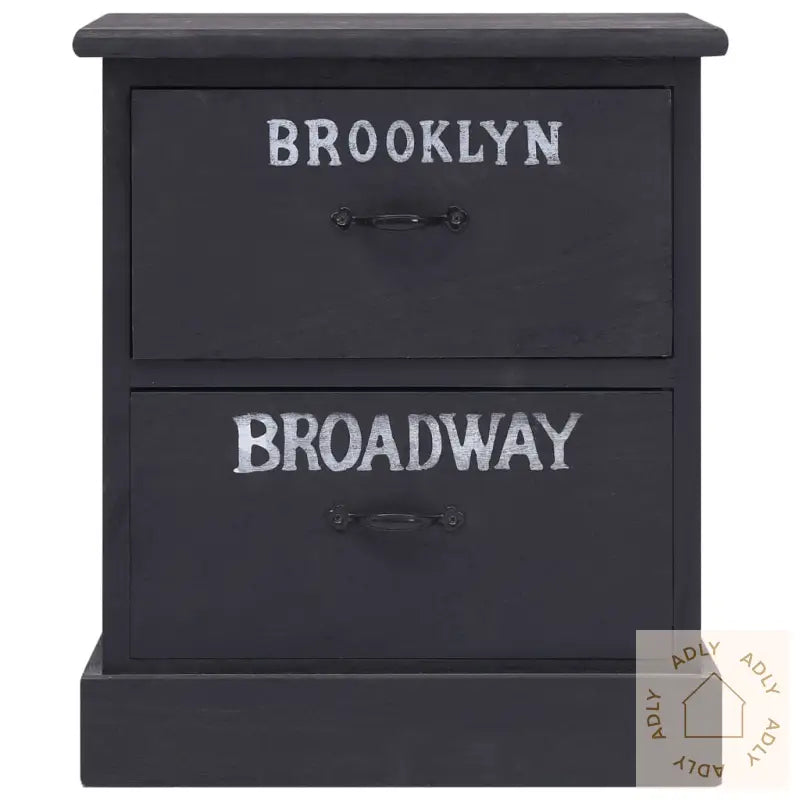 Nattbord 2 Stk Svart 38X28X45 Cm Keisertre