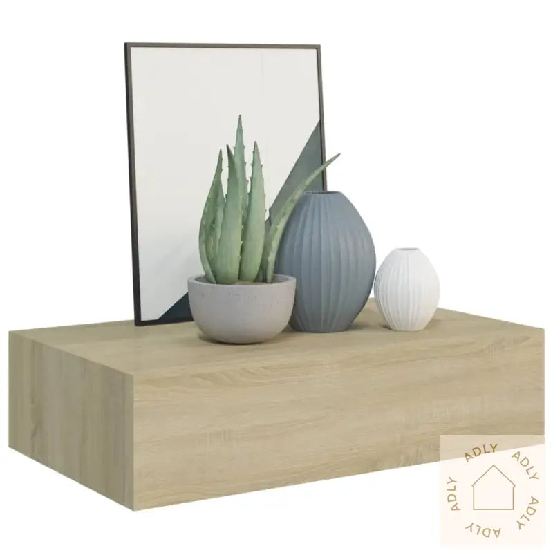 Veggmonterte Skuffehyller 2 Stk Eik 40X23,5X10 Cm Mdf