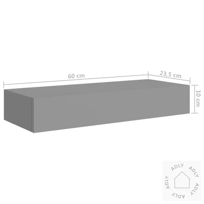 Veggmonterte Skuffehyller 2 Stk Grå 60X23,5X10 Cm Mdf