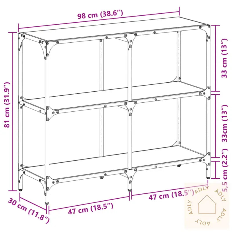 Konsollbord Med Gjennomsiktig Glassplate 98X30X81 Cm Stål
