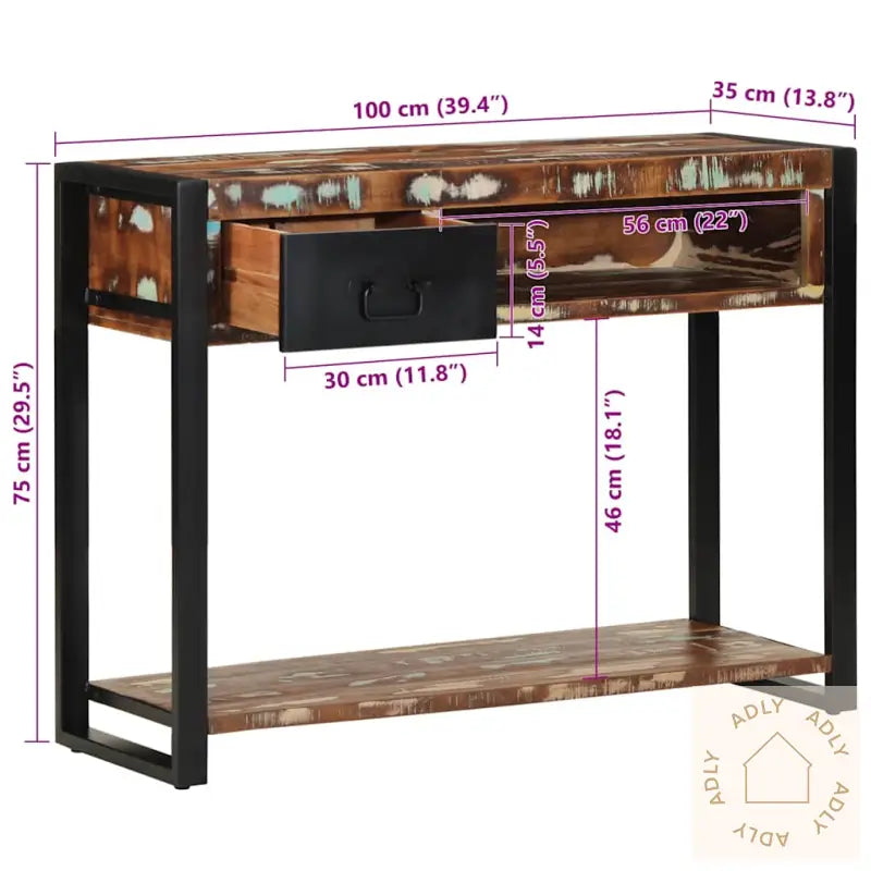 Konsollbord Flerfarget 100X35X75 Cm Gjenvunnet Heltre