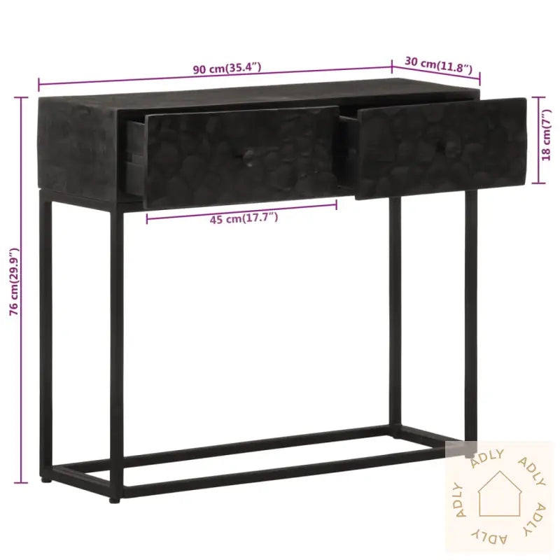 Konsollbord Svart 90X30X76 Cm Heltre Mango Og Jern