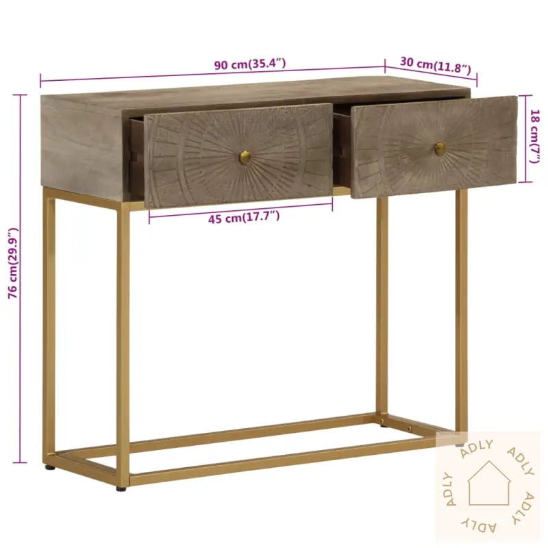 Konsollbord 90X30X76 Cm Heltre Mango Og Jern