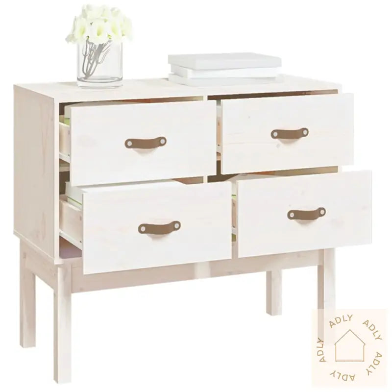 Konsollskap Hvit 90X40X78 Cm Heltre Furu