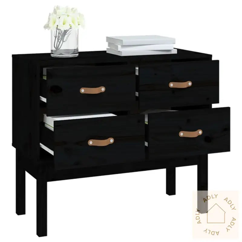Konsollskap Svart 90X40X78 Cm Heltre Furu