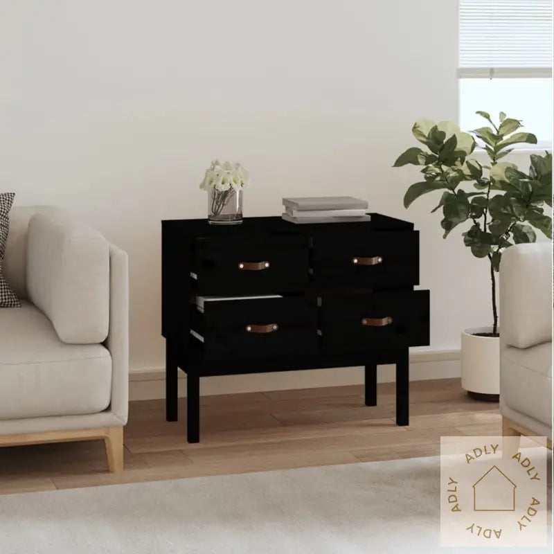 Konsollskap Svart 90X40X78 Cm Heltre Furu
