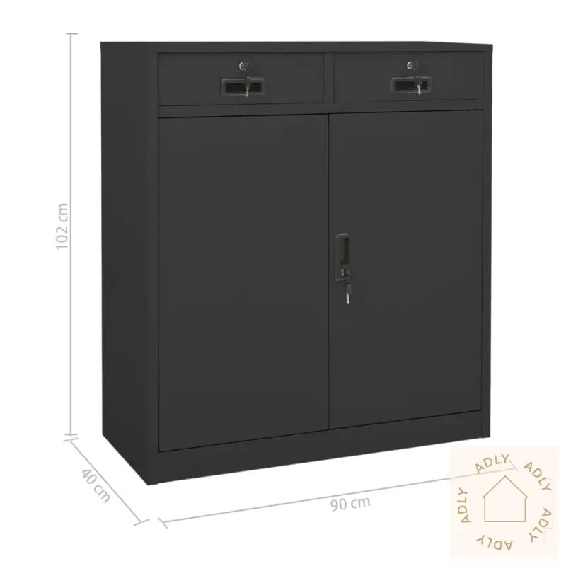 Kontorskap Antrasitt 90X40X102 Cm Stål