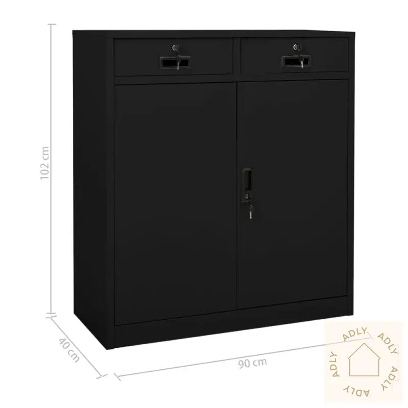 Kontorskap Svart 90X40X102 Cm Stål