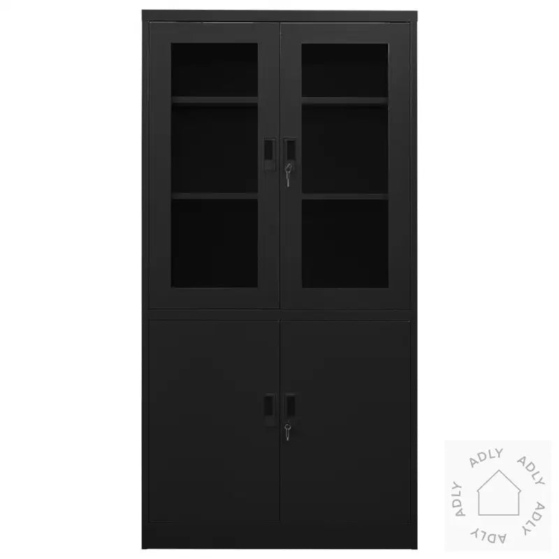 Kontorskap Svart 90X40X180 Cm Stål