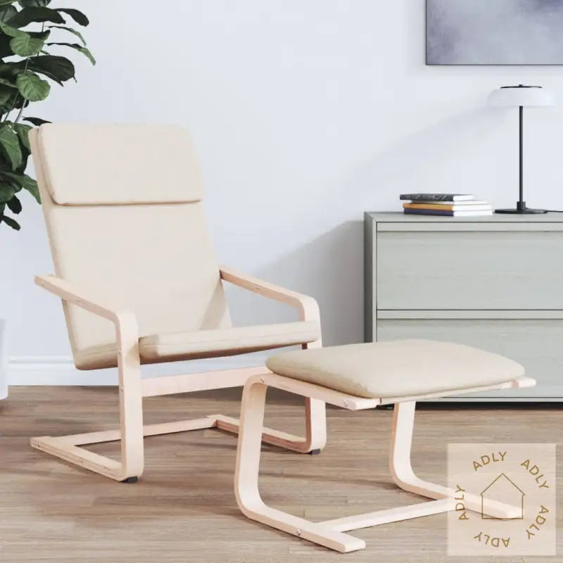 Fotskammel Kremhvit 51X41X40 Cm Stoff