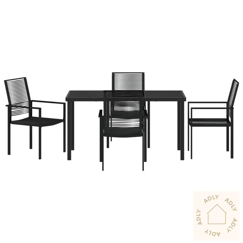 5-Delt Hagemøbelsett Svart Pvc Rattan
