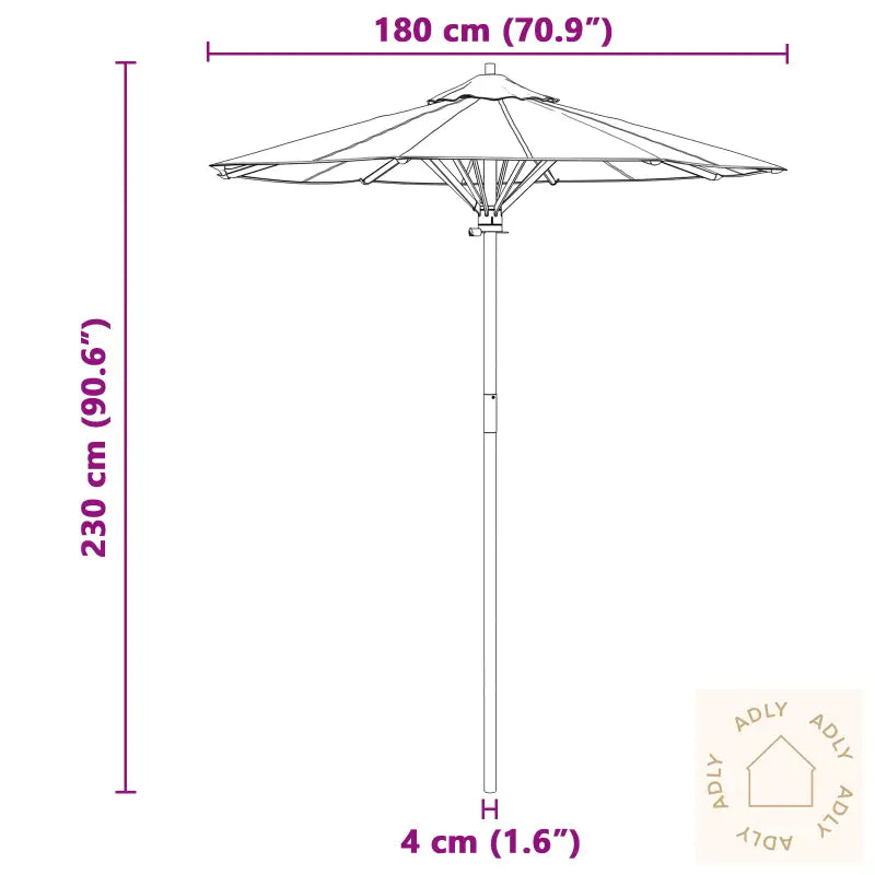 Kremhvit Hageparasol 180X230 Cm Bambus