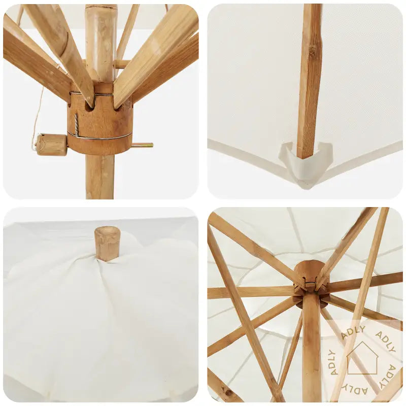 Kremhvit Hageparasol 180X230 Cm Bambus