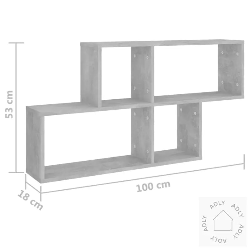Vegghylle Betonggrå 100X18X53 Cm Konstruert Tre