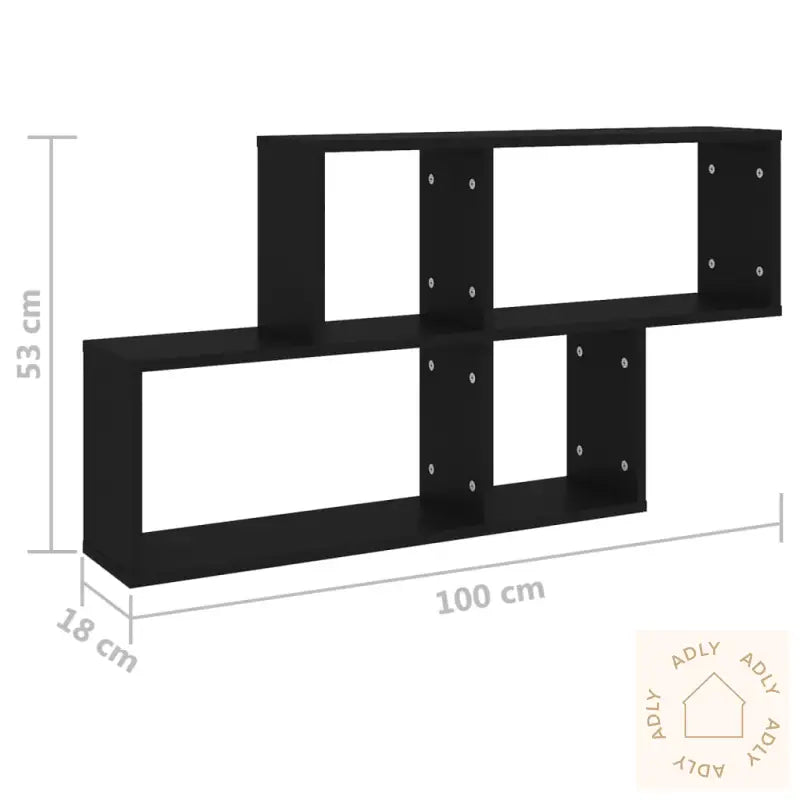 Vegghylle Svart 100X18X53 Cm Konstruert Tre