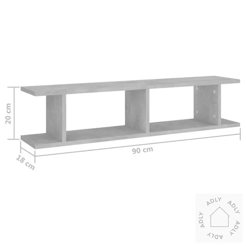 Vegghyller 2 Stk Betonggrå 90X18X20 Cm Konstruert Tre