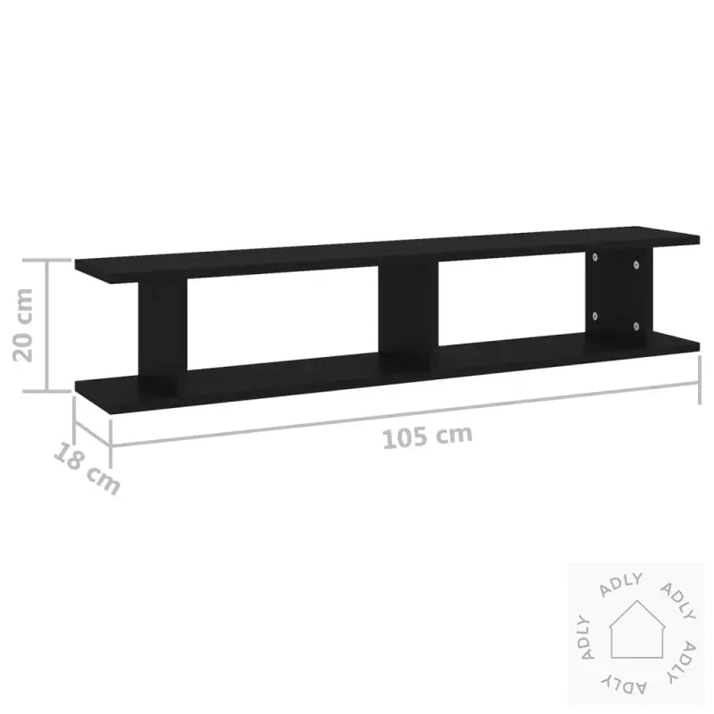Vegghyller 2 Stk Svart 105X18X20 Cm Konstruert Tre