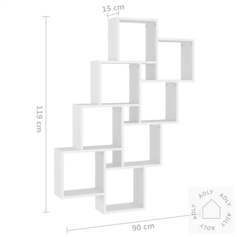 Kubeformet Vegghylle Hvit 90X15X119 Cm Sponplate
