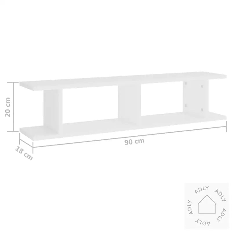 Vegghyller 2 Stk Hvit 90X18X20 Cm Konstruert Tre