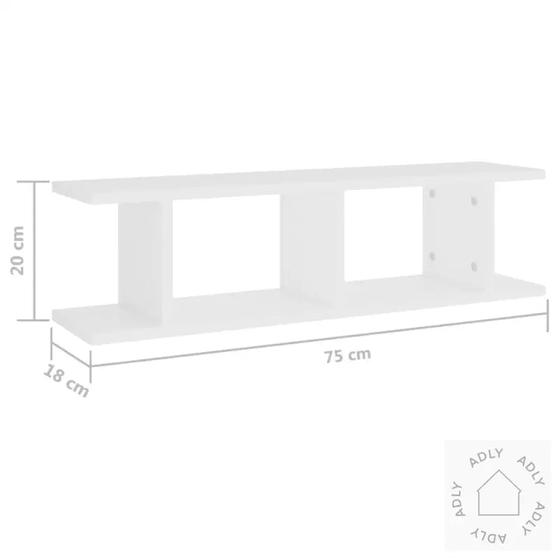 Vegghyller 2 Stk Hvit 75X18X20 Cm Konstruert Tre