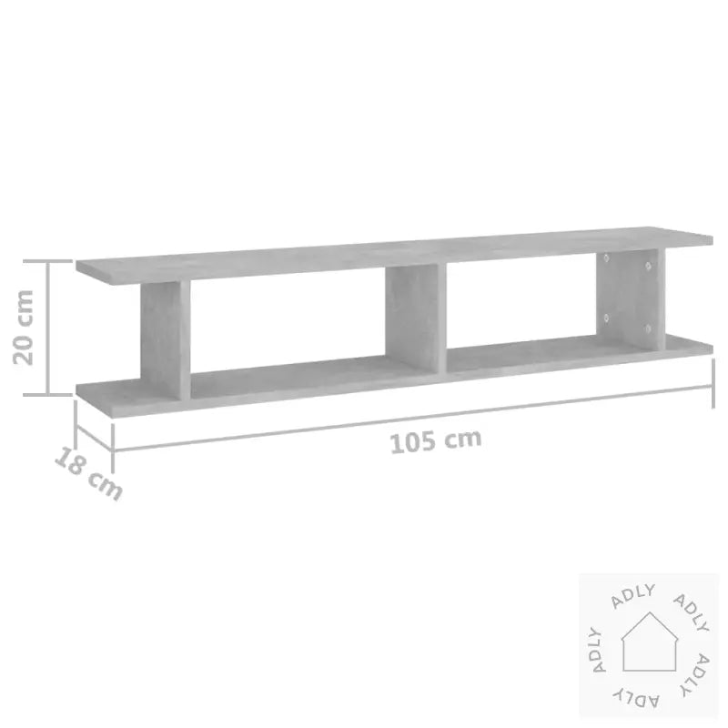 Vegghyller 2 Stk Betonggrå 105X18X20 Cm Konstruert Tre