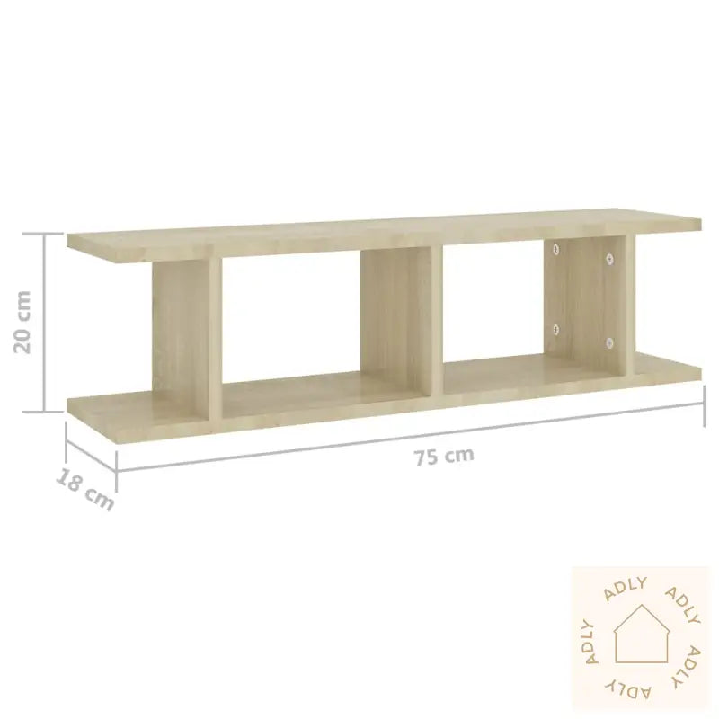 Vegghyller 2 Stk Sonoma Eik 75X18X20 Cm Konstruert Tre