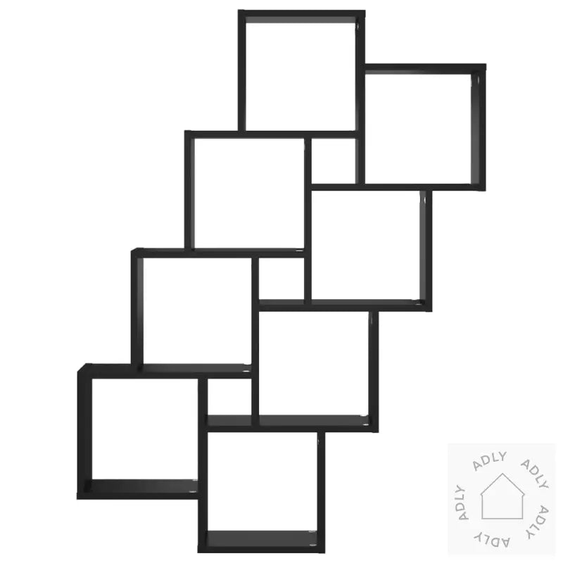 Kubeformet Vegghylle Svart 90X15X119 Cm Konstruert Tre