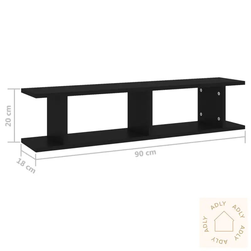 Vegghyller 2 Stk Svart 90X18X20 Cm Konstruert Tre