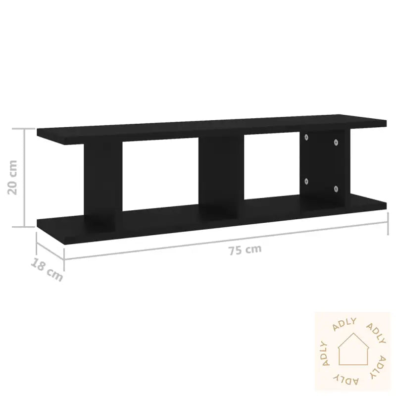 Vegghyller 2 Stk Svart 75X18X20 Cm Konstruert Tre