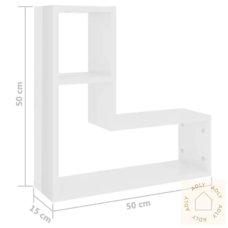 Vegghyller 2 Stk Høyglans Hvit 50X15X50 Cm Konstruert Tre