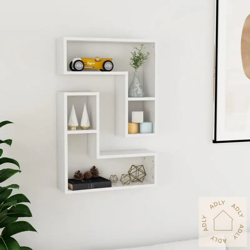 Vegghyller 2 Stk Høyglans Hvit 50X15X50 Cm Konstruert Tre